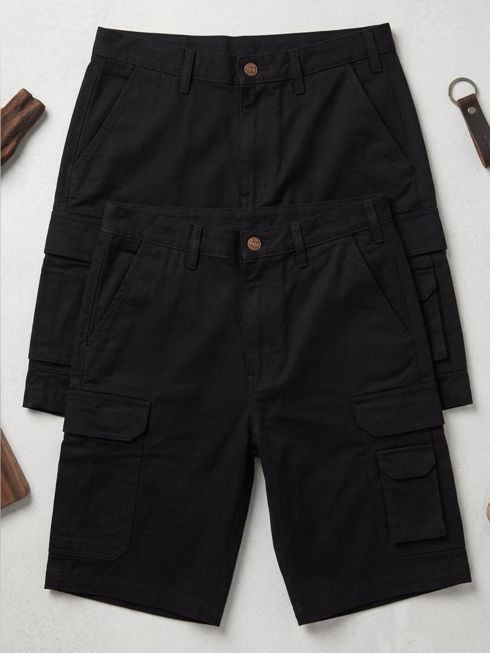 Men's Black Cargo Shorts with Utility Pockets